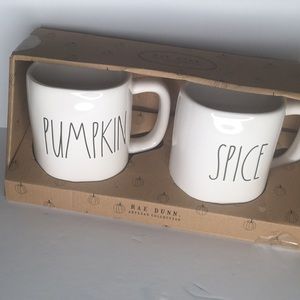 Rae Dunn Pumpkin & Spice coffee mug set new